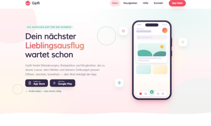 Startseite des Riff-Themes mit gezeichnetem Smartphone in Koralle und Türkis
